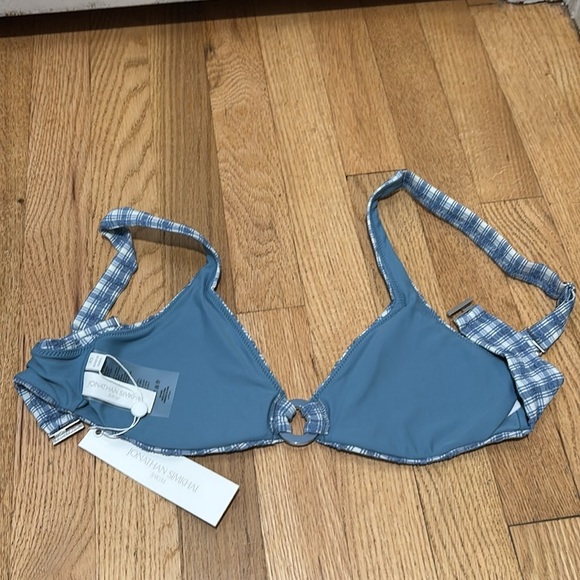 New JONATHAN SIMKHAI Adriatic plaid bikini top - Picture 4 of 5
